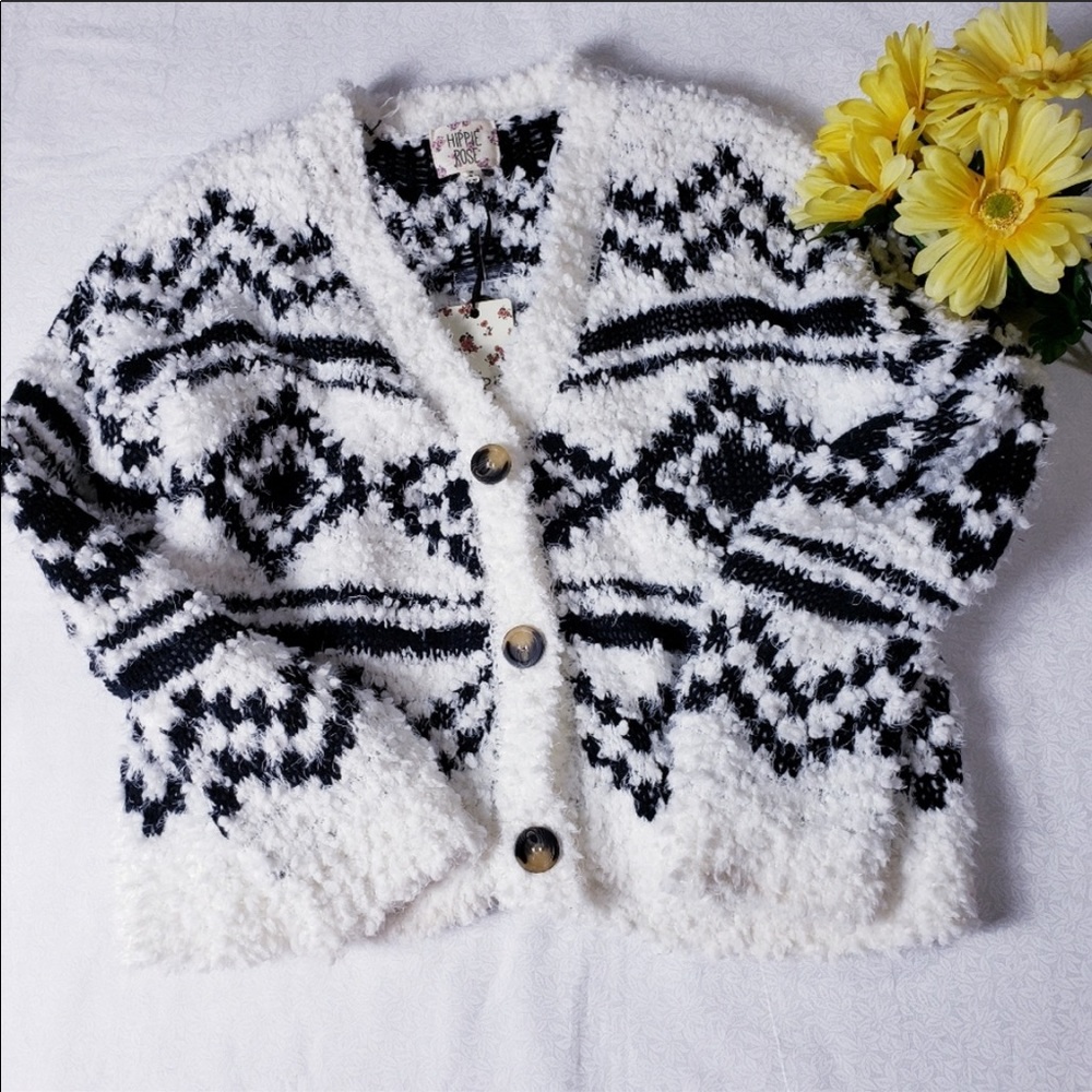 Hippie Rose 💜Aztec Button Up Soft Cardigan